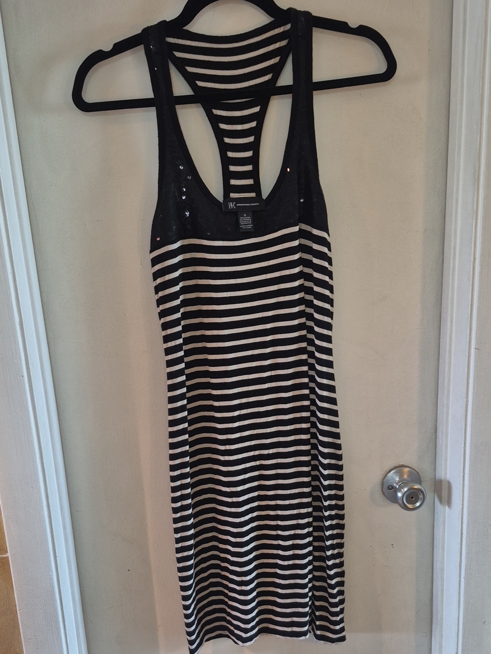 INC International Concepts Black and White Striped Racerback Midi Dress
